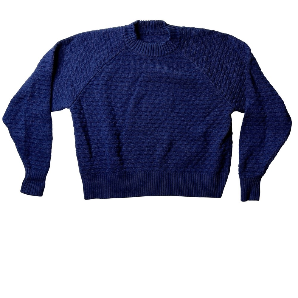 Lululemon Men's Textured Knit Raglan Crew Sweater Navy Classic Minimalist